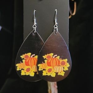 Fall Pumpkin Tear Drop Earrings